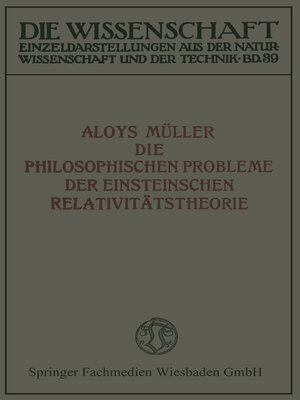 cover image of Die philosophischen Probleme der Einsteinschen Relativitätstheorie